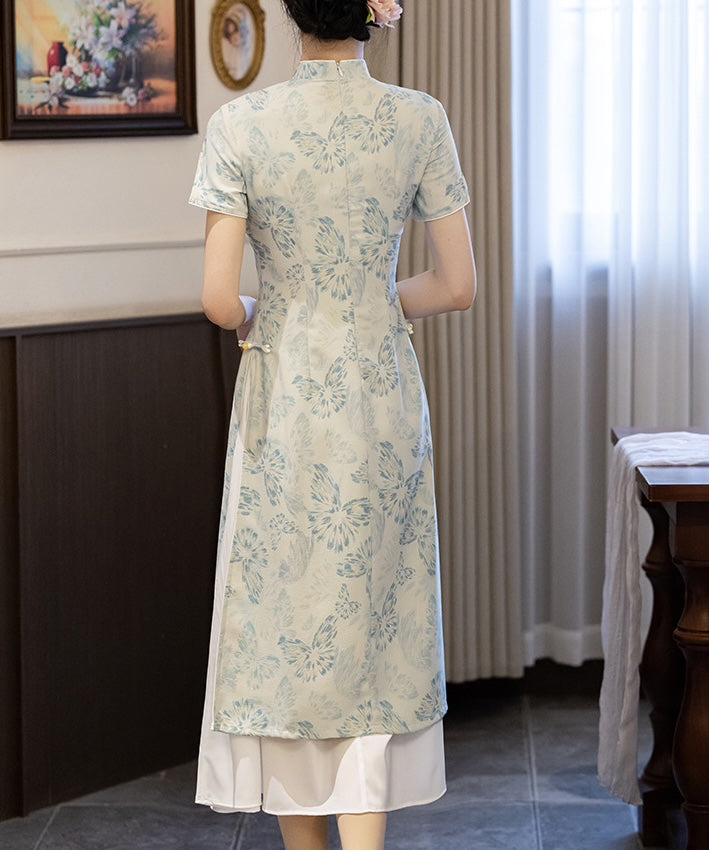 Porcelain Blue Modern Cheongsam