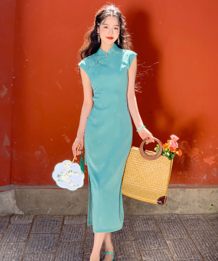 Romane Jade Capsleeve Maxi Cheongsam