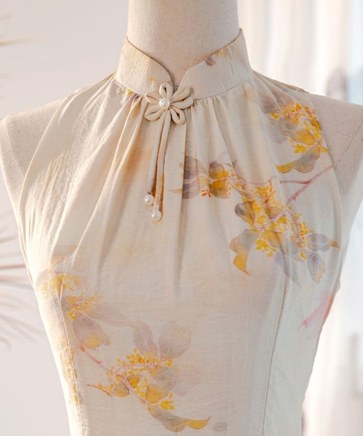 Osmanthus Goldish Sleeveless Cheongsam