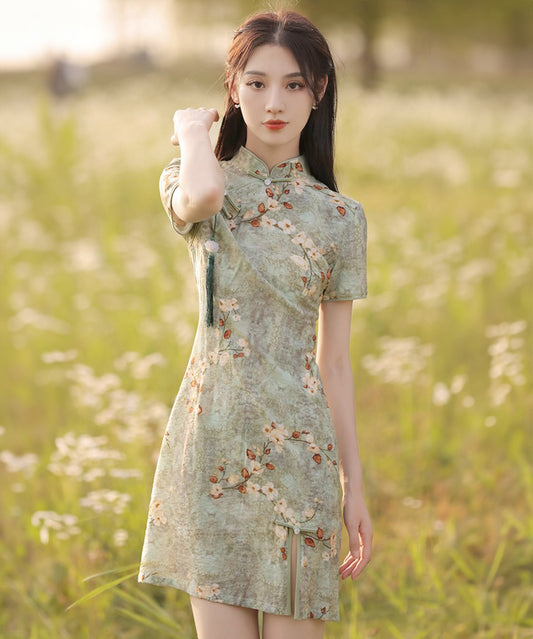 Kelly Floral-Print Cheongsam