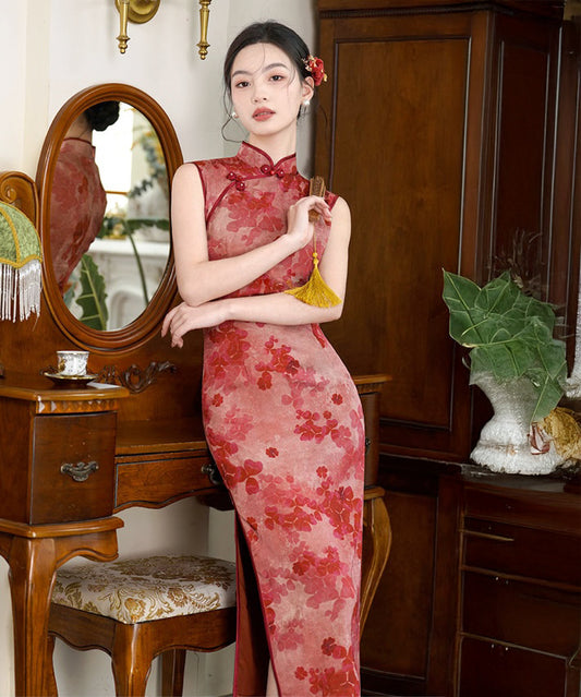 Sherry Red Sleeveless Cheongsam