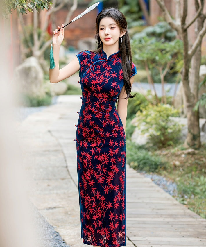 Qianqian Velvety Maxi Cheongsam