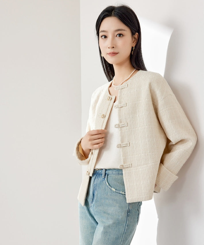 Dove Tweed Cheongsam Jacket