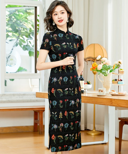 Min Cotton Linen Embroidery Cheongsam