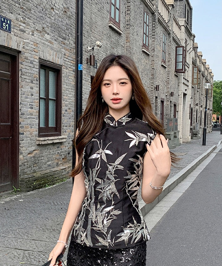 Shasha's Twilight Spark Beaded Cheongsam Top
