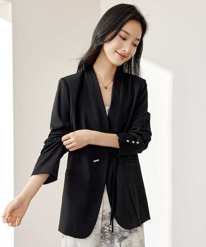 Shan Simple Single Knot Black Blazer