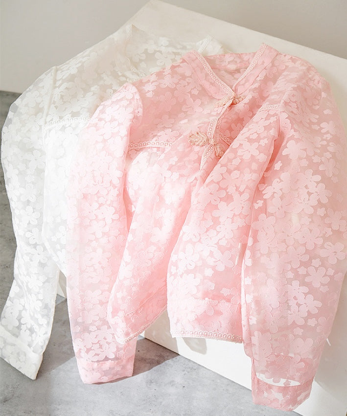 Mandarin Collar Organza Jacket