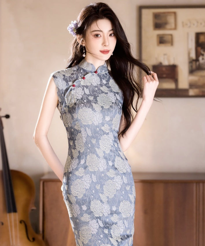 Summer Lake Blue Cheongsam