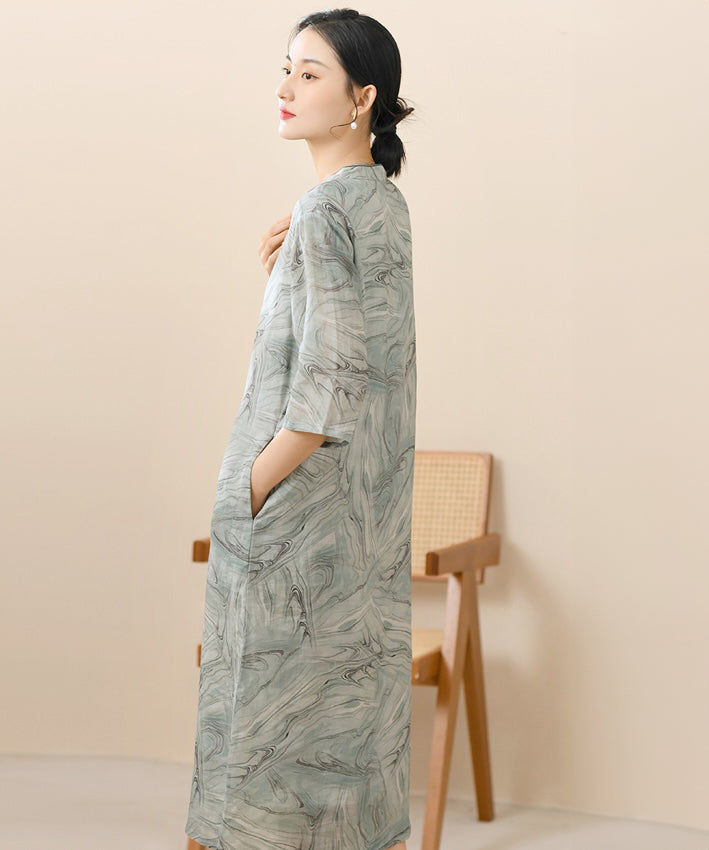 Lila Marble-Print Cheongsam