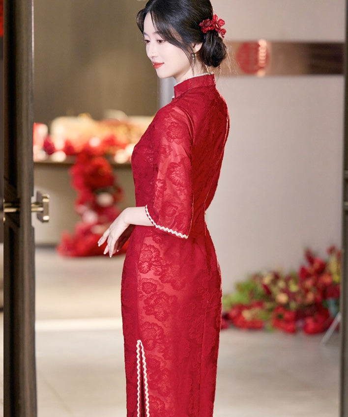Bridal Red Autumn Cheongsam