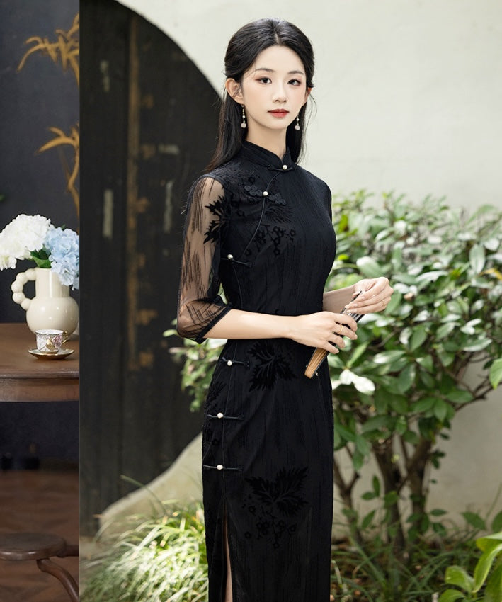 Black Autumn Cheongsam