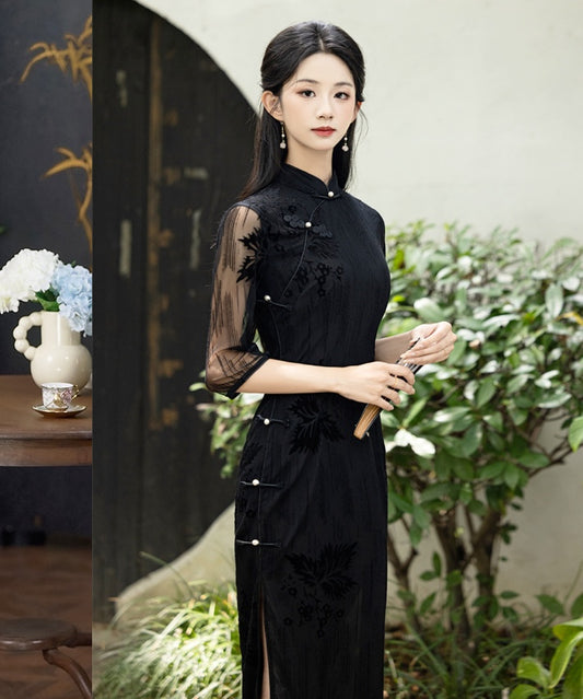 Black Autumn Cheongsam