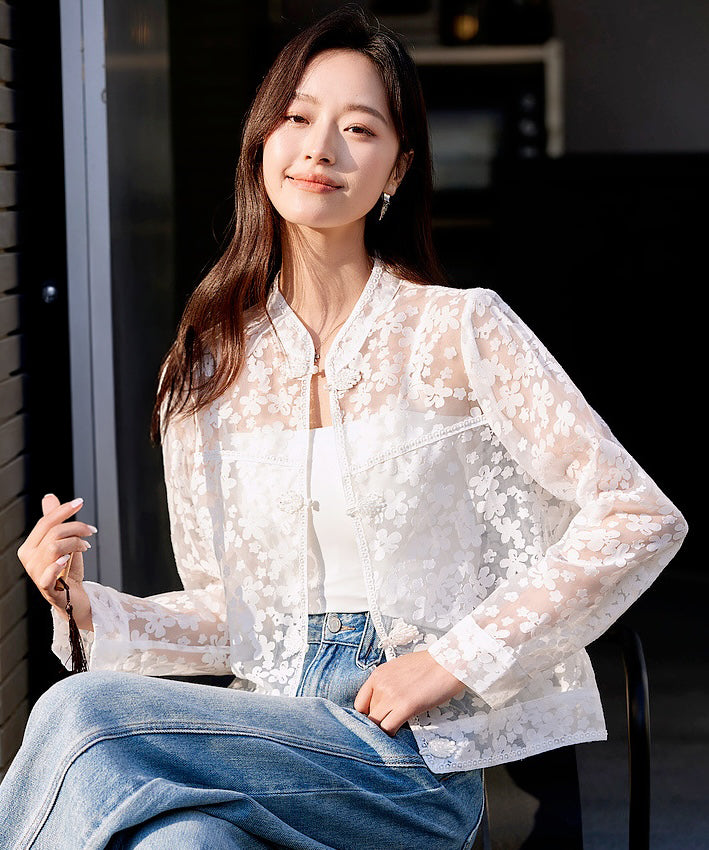 Mandarin Collar Organza Jacket