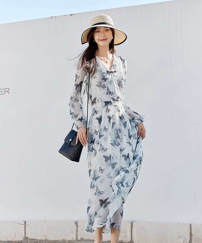 Butterfly Oriental-Inspired Dress