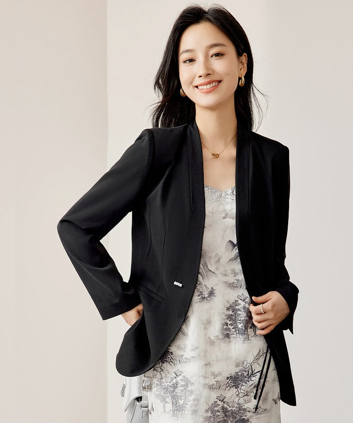 Shan Simple Single Knot Black Blazer