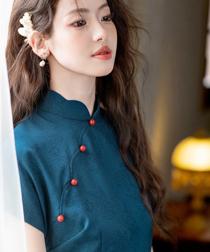 Scallop Blue Cheongsam