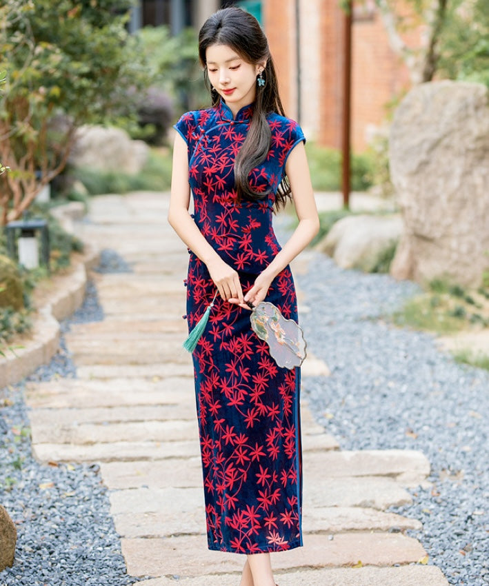 Qianqian Velvety Maxi Cheongsam