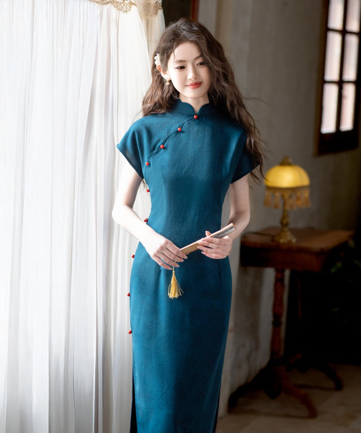 Scallop Blue Cheongsam