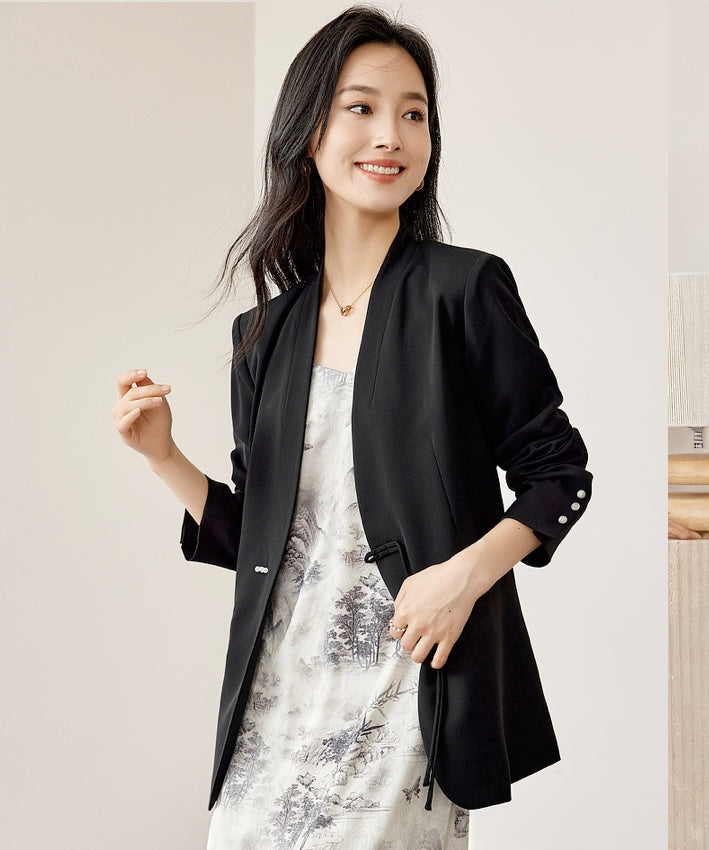 Shan Simple Single Knot Black Blazer