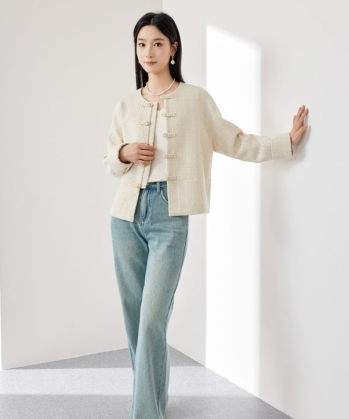 Dove Tweed Cheongsam Jacket