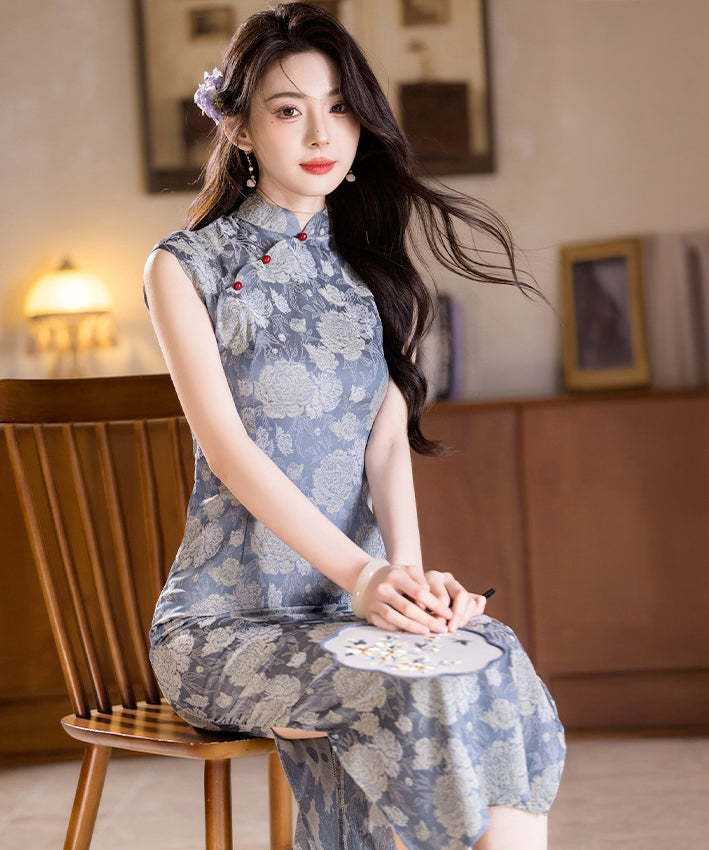 Summer Lake Blue Cheongsam