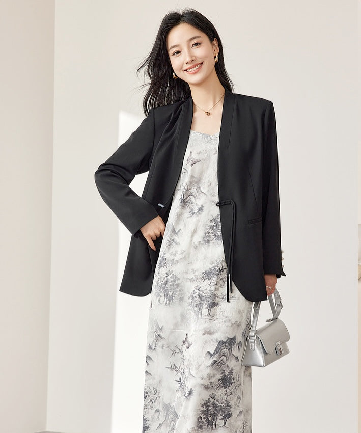 Shan Simple Single Knot Black Blazer