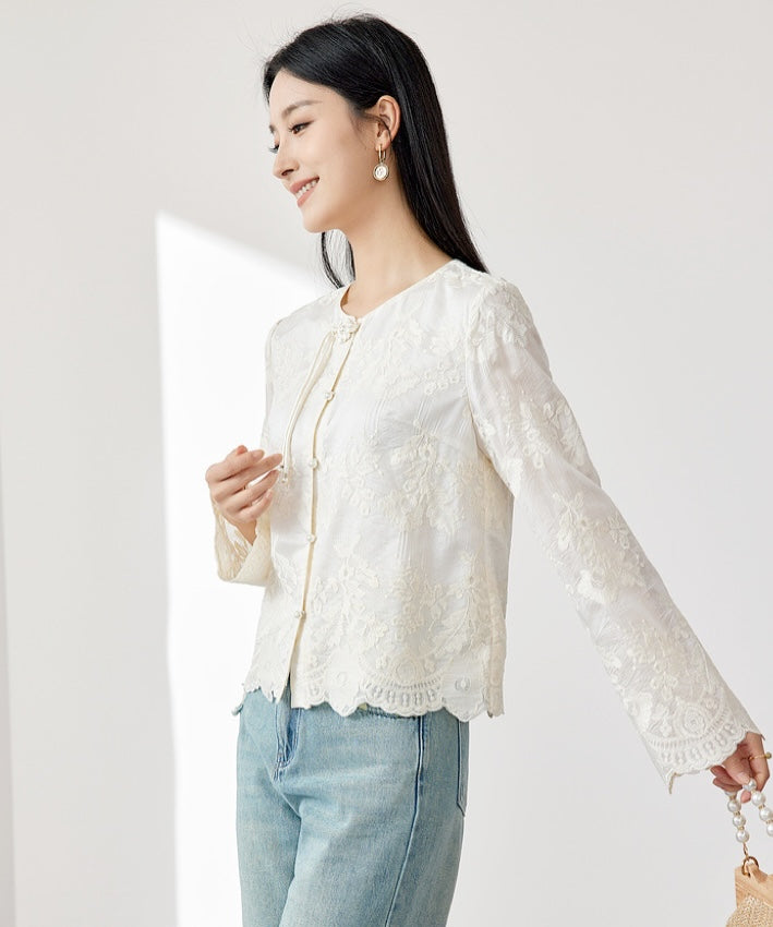 Eira Embroidered Lace Oriental Top