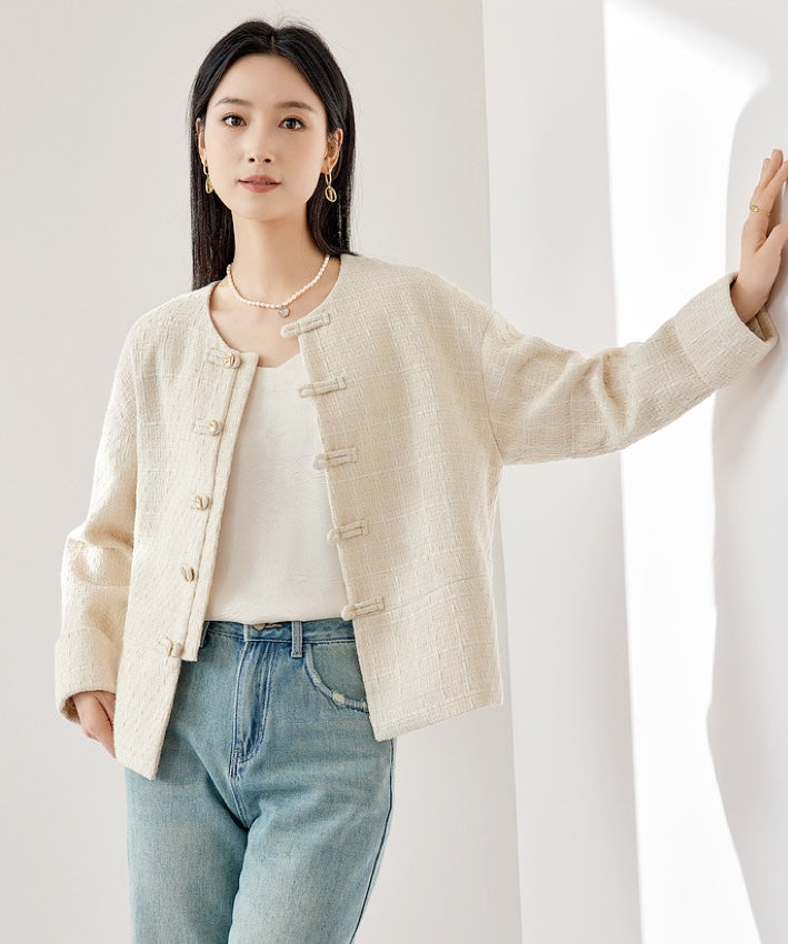 Dove Tweed Cheongsam Jacket