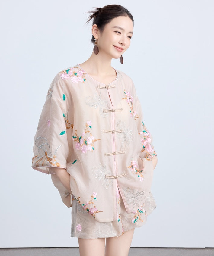 Julienne Oriental Embroidery Top + Shorts Set