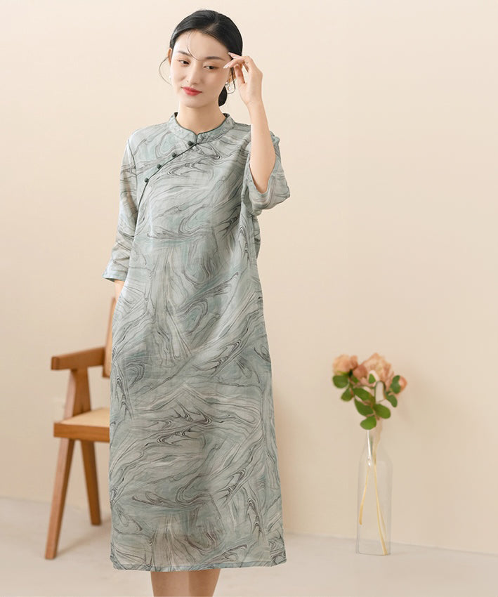 Lila Marble-Print Cheongsam