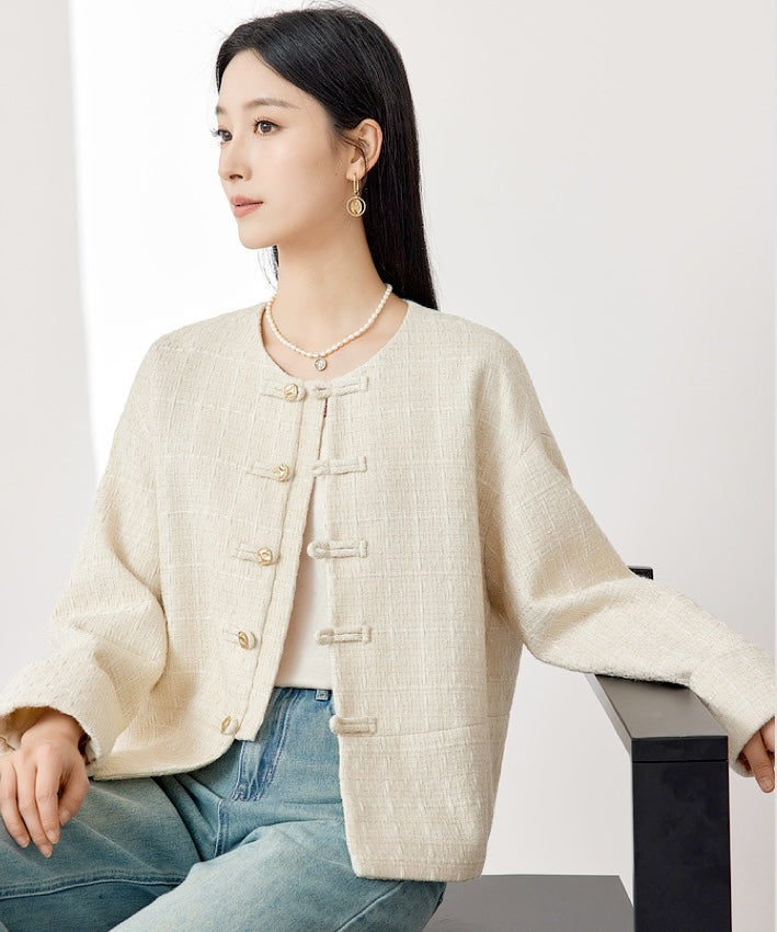 Dove Tweed Cheongsam Jacket