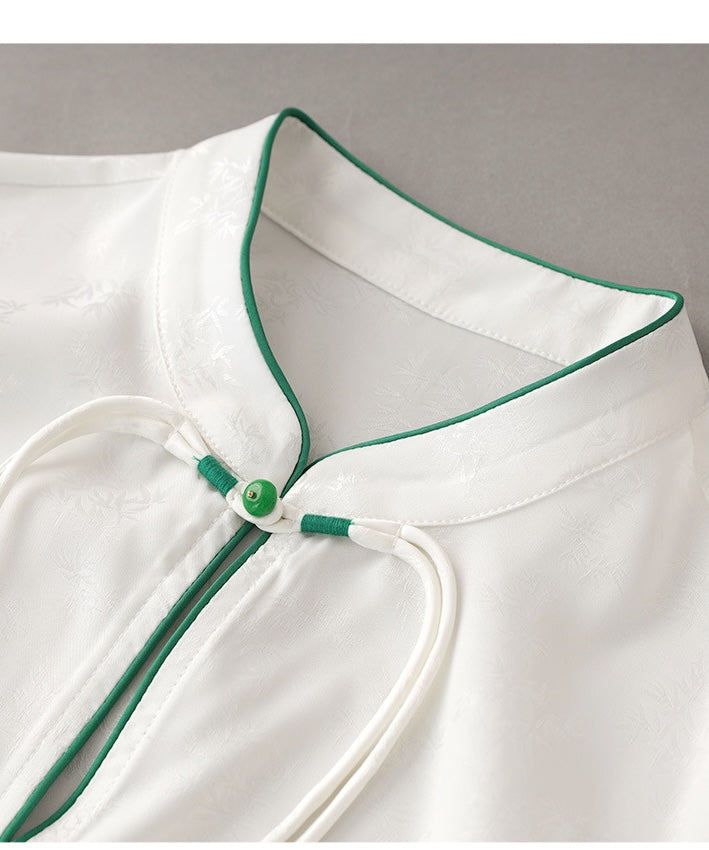 Bamboo Leaf Jacquard Cheongsam Shirt