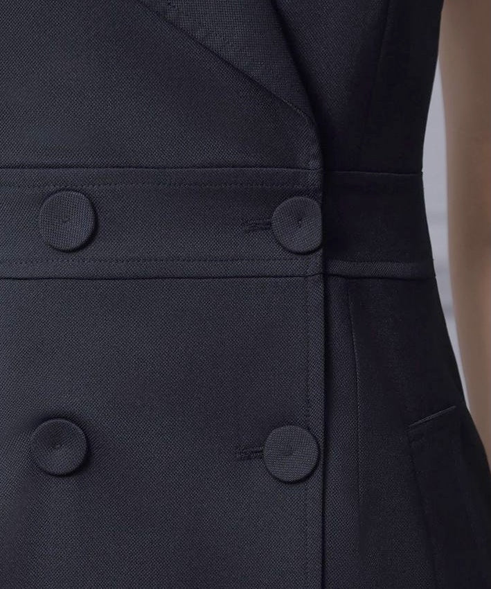 Adrienne Tailored Black Midi Dress