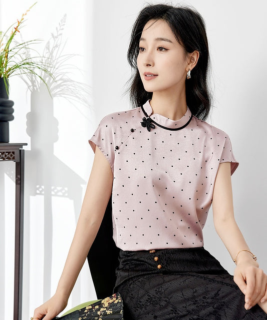 Missy Jing's Pink Polka Cheongsam Top