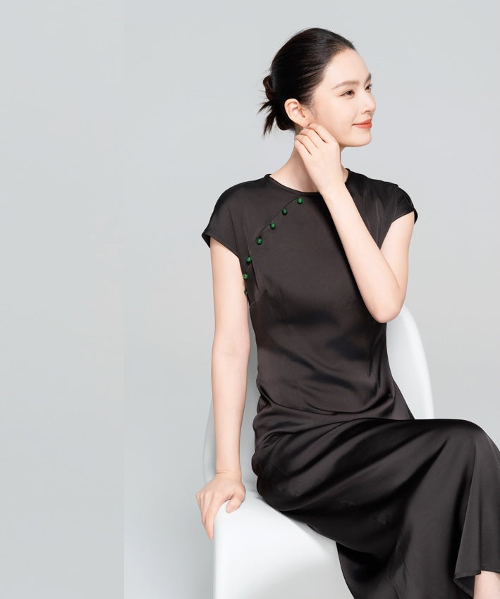 Tang Tang's Oriental Inspired Black Dress