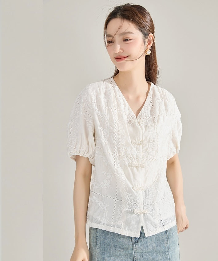 Gracelyn Eyelet Cheongsam Top
