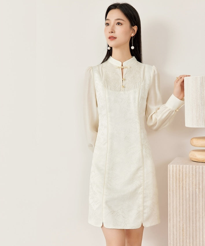 Daffodill Jacquard Cheongsam Dress