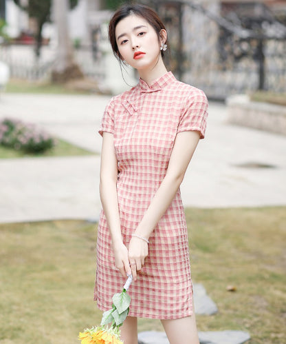 Xue'er Pink Checkered Cheongsam