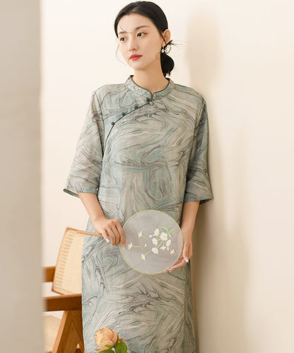 Lila Marble-Print Cheongsam