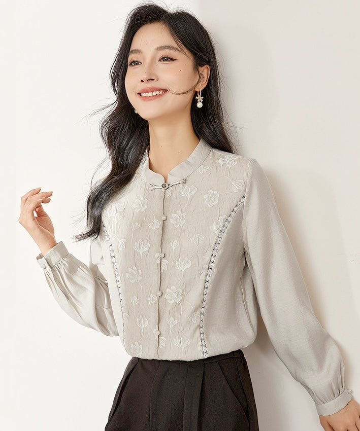 Shiling Mandarin Collar Blouse