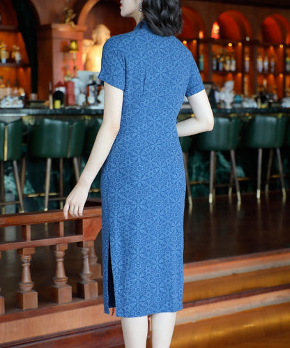 Lisa Patterned Blue Cheongsam