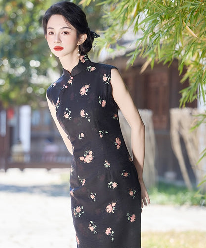 Black Florette Cheongsam
