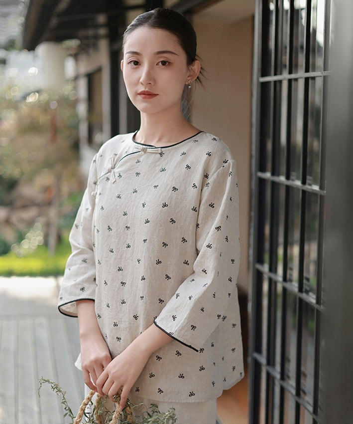 Maddie Linen Oriental Top