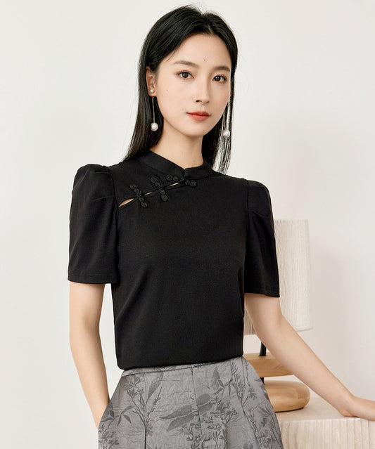 Ruru Black Cheongsam Top