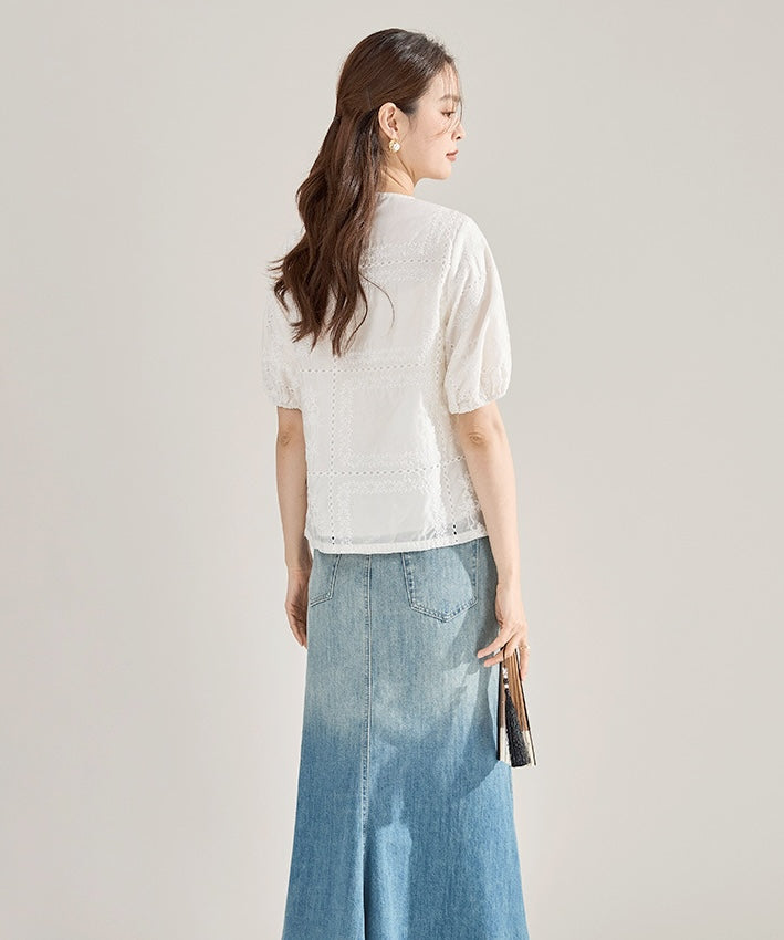Gracelyn Eyelet Cheongsam Top