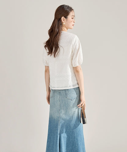 Gracelyn Eyelet Cheongsam Top