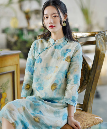 Nara's Soft Print Cheongsam