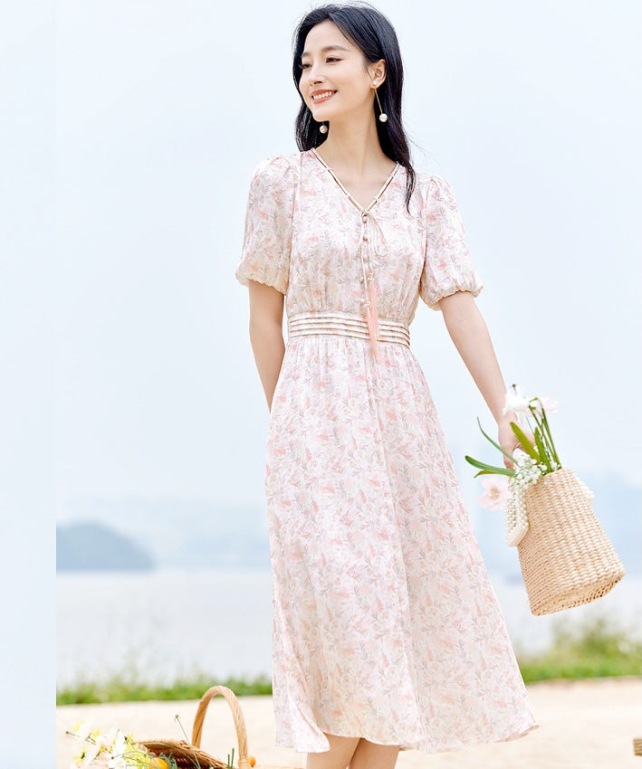 Sandie Oriental Inspired Pink Dress