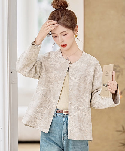 Cream Garden Textured Oriental Cardigan Jacket
