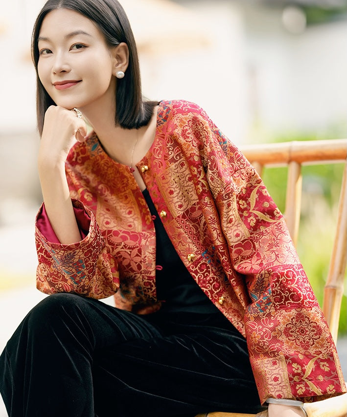 Empress Red Patchword Oriental Jacket